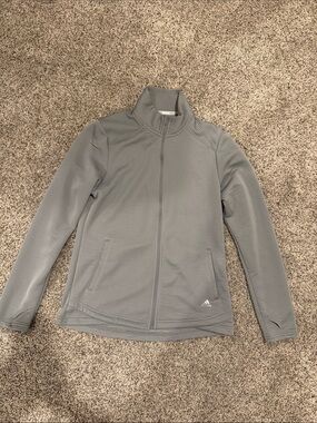 adidas Gray Ribbed Full-Zip Bomber Jacket